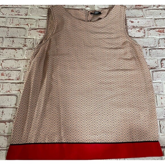 Willie Smith Womens Medium Shirt Tank Sleeveless Side Slits Red Orange Tan Black - Picture 1 of 5